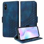 For Redmi 9A / 9i Embossed Rhombus Starry Leather Phone Case(Blue)