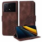 For Redmi K70E 5G Embossed Rhombus Starry Leather Phone Case(Brown)