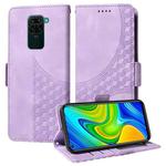 For Redmi Note 9 4G Global Embossed Rhombus Starry Leather Phone Case(Purple)