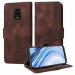 For Redmi Note 9 Pro 4G Embossed Rhombus Starry Leather Phone Case(Brown)