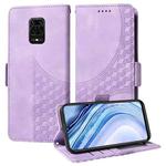 For Redmi Note 9 Pro 4G Embossed Rhombus Starry Leather Phone Case(Purple)