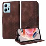 For Redmi Note 12 4G Global Embossed Rhombus Starry Leather Phone Case(Brown)