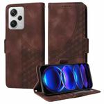 For Redmi Note 12 Pro Global Embossed Rhombus Starry Leather Phone Case(Brown)