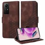 For Redmi Note 12S 4G Global Embossed Rhombus Starry Leather Phone Case(Brown)