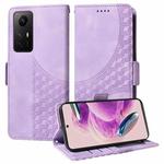 For Redmi Note 12S 4G Global Embossed Rhombus Starry Leather Phone Case(Purple)