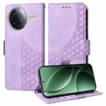 For Redmi K80 Embossed Rhombus Starry Leather Phone Case(Purple)