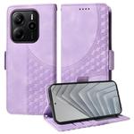 For Redmi Note 14 4G 163.25mm Global Embossed Rhombus Starry Leather Phone Case(Purple)