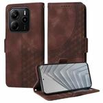For Redmi Note 14 4G 164.84mm Embossed Rhombus Starry Leather Phone Case(Brown)