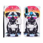 For Huawei P30 lite 3D Painted Pattern Horizontal Flip Leather Case with Holder & Wallet & Card slot & Lanyard(Glasses Dog)