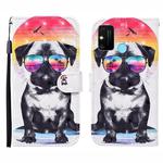 For Huawei Honor 9A 3D Painted Pattern Horizontal Flip Leather Case with Holder & Wallet & Card slot & Lanyard(Glasses Dog)