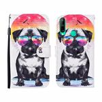 For Huawei Honor 9C 3D Painted Pattern Horizontal Flip Leather Case with Holder & Wallet & Card slot & Lanyard(Glasses Dog)