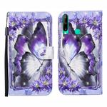 For Huawei P40 lite E / Y7p 3D Painted Pattern Horizontal Flip Leather Case with Holder & Wallet & Card slot & Lanyard(Purple Flower Butterfly )