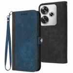 For Redmi Turbo 3 / Xiaomi Poco F6 Side Buckle Double Fold Hand Strap Leather Phone Case(Royal Blue)