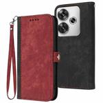 For Redmi Turbo 3 / Xiaomi Poco F6 Side Buckle Double Fold Hand Strap Leather Phone Case(Red)