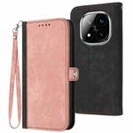 For Redmi Note 14 Pro+ 5G Side Buckle Double Fold Hand Strap Leather Phone Case(Pink)