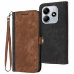 For Redmi Note 14 4G 163.25mm Side Buckle Double Fold Hand Strap Leather Phone Case(Brown)