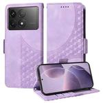 For Xiaomi Poco F6 Pro Embossed Rhombus Starry Leather Phone Case(Purple)