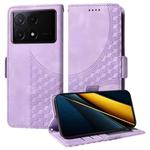 For Xiaomi Poco X6 Pro Embossed Rhombus Starry Leather Phone Case(Purple)