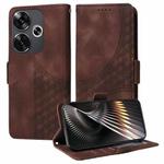 For Xiaomi Poco F6 Embossed Rhombus Starry Leather Phone Case(Brown)