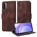 For Xiaomi Poco M3 Embossed Rhombus Starry Leather Phone Case(Brown)