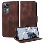 For Xiaomi 12T / 12T Pro Embossed Rhombus Starry Leather Phone Case(Brown)