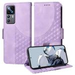 For Xiaomi 12T / 12T Pro Embossed Rhombus Starry Leather Phone Case(Purple)