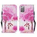 For Samsung Galaxy Note20 3D Painting Pattern Coloured Drawing Horizontal Flip PU Leather Case with Holder & Card Slots & Wallet & Lanyard(Tree House)