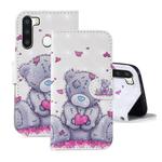 For Samsung Galaxy A21 3D Painting Pattern Coloured Drawing Horizontal Flip PU Leather Case with Holder & Card Slots & Wallet & Lanyard(Love Bear)