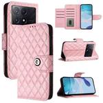 For Xiaomi Poco X6 Pro / Redmi K70E Rhombic Texture Flip Leather Phone Case with Lanyard(Pink)