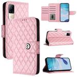 For Xiaomi Civi 1S Rhombic Texture Flip Leather Phone Case with Lanyard(Pink)