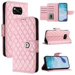 For Xiaomi Poco X3 / X3 NFC / X3 Pro Rhombic Texture Flip Leather Phone Case with Lanyard(Pink)