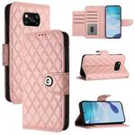 For Xiaomi Poco X3 / X3 NFC / X3 Pro Rhombic Texture Flip Leather Phone Case with Lanyard(Coral Pink)