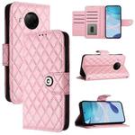 For Xiaomi Mi 10T Lite 5G Rhombic Texture Flip Leather Phone Case with Lanyard(Pink)