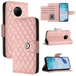 For Xiaomi Mi 10T Lite 5G Rhombic Texture Flip Leather Phone Case with Lanyard(Coral Pink)