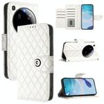 For Xiaomi 15 Ultra Rhombic Texture Flip Leather Phone Case with Lanyard(White)