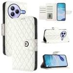 For Xiaomi Civi 5 Pro 5G Rhombic Texture Flip Leather Phone Case with Lanyard(White)