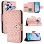 For Xiaomi Civi 5 Pro 5G Rhombic Texture Flip Leather Phone Case with Lanyard(Coral Pink)