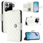 For Xiaomi 15S Pro 5G Rhombic Texture Flip Leather Phone Case with Lanyard(White)