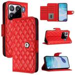 For Xiaomi 15S Pro 5G Rhombic Texture Flip Leather Phone Case with Lanyard(Red)