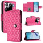 For Xiaomi 15S Pro 5G Rhombic Texture Flip Leather Phone Case with Lanyard(Rose Red)