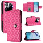 For Xiaomi 15T Pro 5G Rhombic Texture Flip Leather Phone Case with Lanyard(Rose Red)