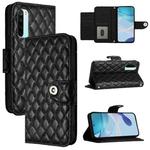 For Redmi Note 8 Pro Rhombic Texture Flip Leather Phone Case with Lanyard(Black)