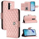For Redmi Note 8 Rhombic Texture Flip Leather Phone Case with Lanyard(Coral Pink)