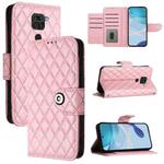 For Redmi Note 9 Global / 10X 4G Rhombic Texture Flip Leather Phone Case with Lanyard(Pink)