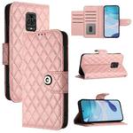 For Redmi Note 9 Pro / Note 9 Pro Max Rhombic Texture Flip Leather Phone Case with Lanyard(Coral Pink)