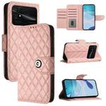 For Redmi 10C / Redmi 10 2022 India Rhombic Texture Flip Leather Phone Case with Lanyard(Coral Pink)