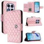 For Redmi Note 14 Pro 4G Rhombic Texture Flip Leather Phone Case with Lanyard(Pink)