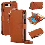 For iPhone 7 / 8 / SE 2022 Crossbody Ring Multifunctional Wallet Leather Phone Case(Brown)