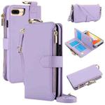 For iPhone 7 Plus / 8 Plus Crossbody Ring Multifunctional Wallet Leather Phone Case(Purple)