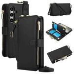 For Samsung Galaxy S24 5G Crossbody Ring Multifunctional Wallet Leather Phone Case(Black)